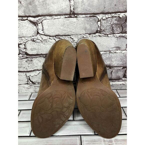 Kork-Ease Brown Leather Stacked Heel Wedge Ankle Booties Women’s Sz 7.5M US/38EU - Picture 11 of 16